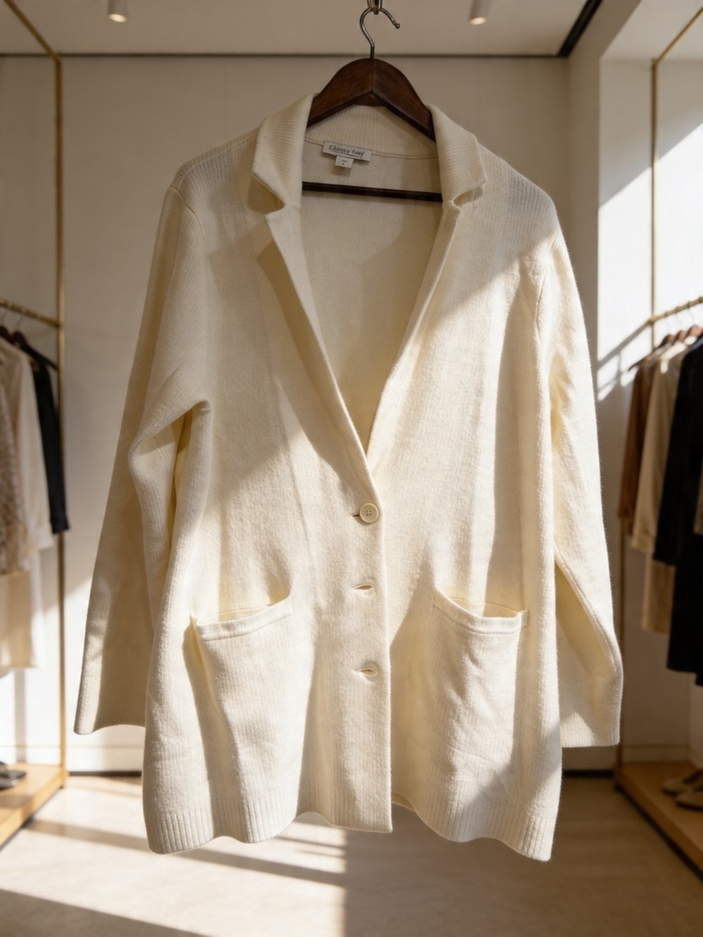 Coldwater Creek Cream Knit Open Blazer Cardigan
